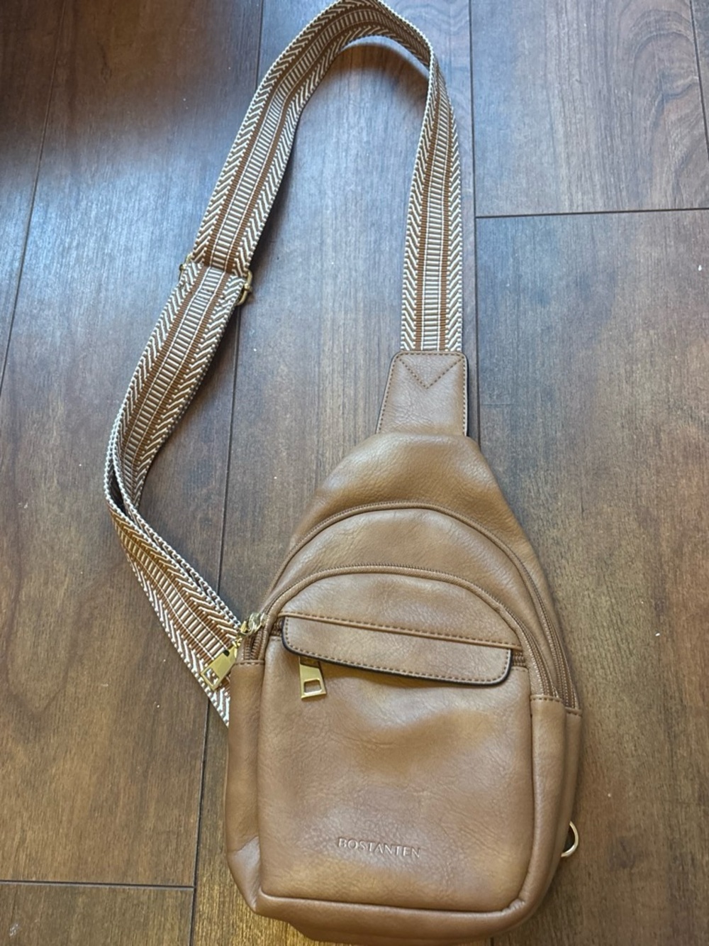 Tan Crossbody Sling Bag for Men